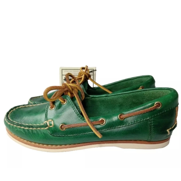 Frye Quincy Leather Boat Shoes Women's Size 5.5 M Green Flats Retial $148 - Picture 5 of 10